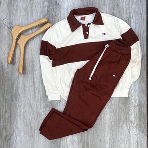 Tommy Hilfiger Burgundy and Cream Set